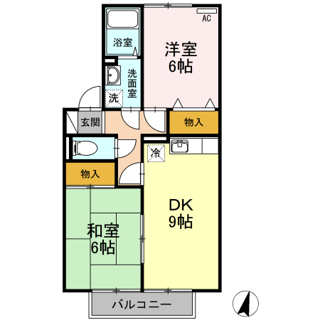 尾道市栗原町のアパートの間取り