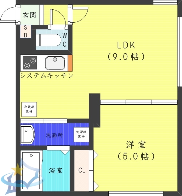 札幌市白石区菊水九条のマンションの間取り