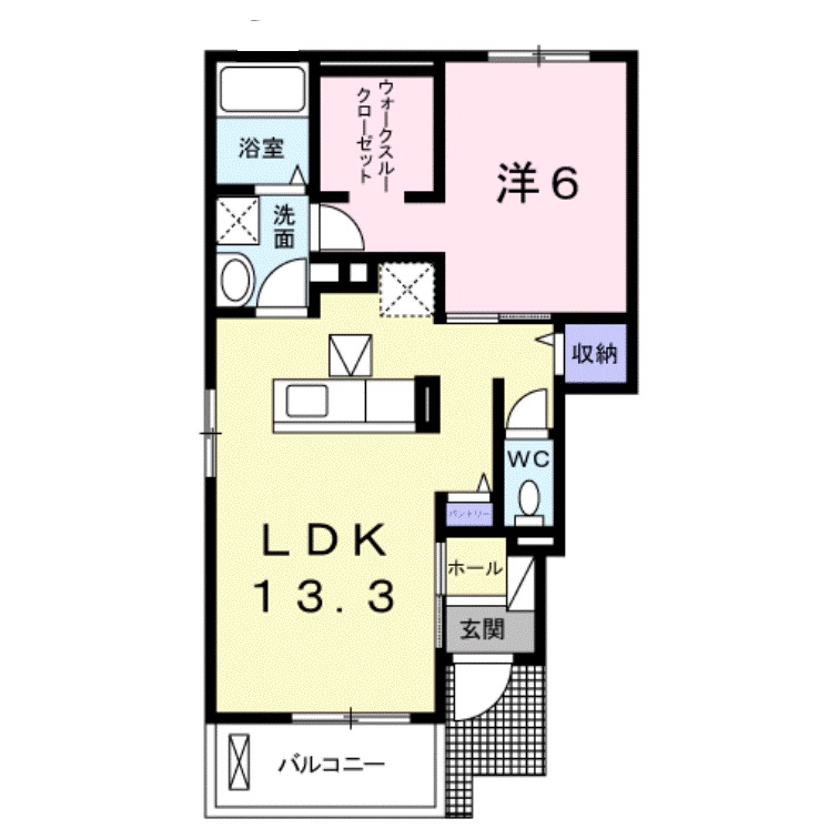 境港市上道町のアパートの間取り