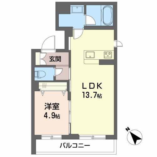 泉大津市二田町のマンションの間取り