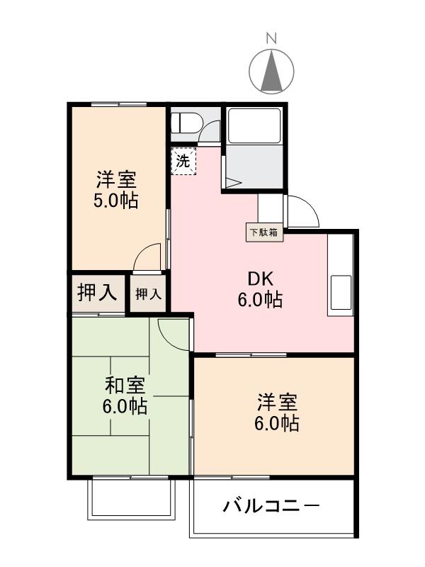 高松市庵治町のアパートの間取り