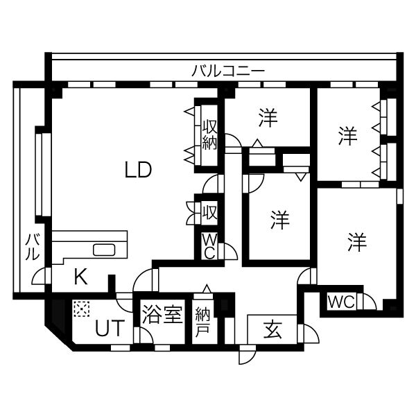 札幌市北区北二十一条西のマンションの間取り