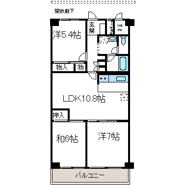 藤代スカイハイツA棟Aの間取り