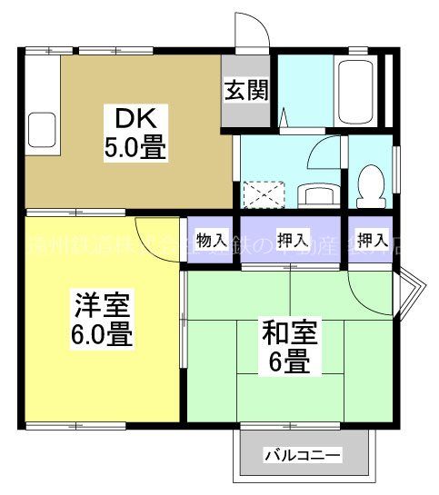 袋井市下山梨のアパートの間取り