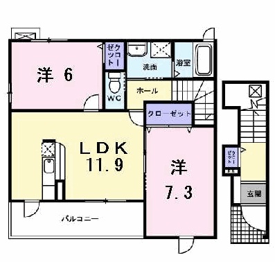 加古郡稲美町国岡のアパートの間取り