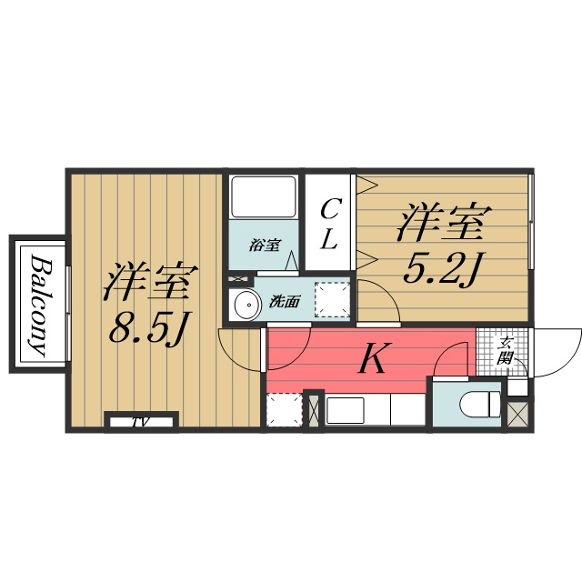 千葉市若葉区みつわ台のアパートの間取り