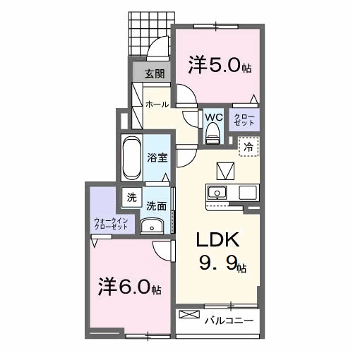 阿南市見能林町のアパートの間取り