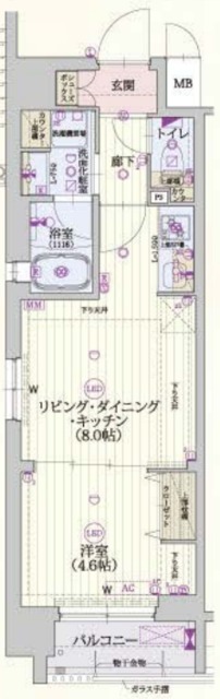 京都市南区唐橋経田町のマンションの間取り