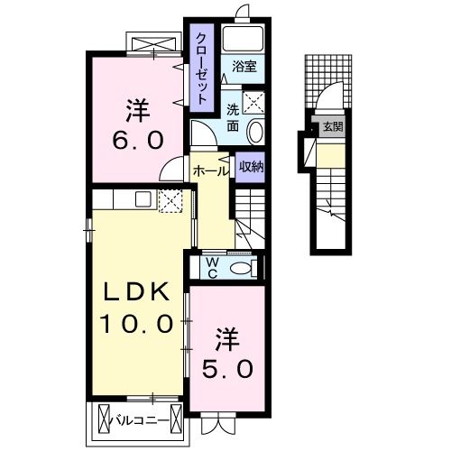 天理市田部町のアパートの間取り