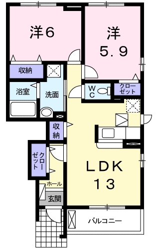 [家電付き] プラシードカーサIIの間取り