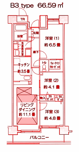 川崎市幸区新塚越のマンションの間取り