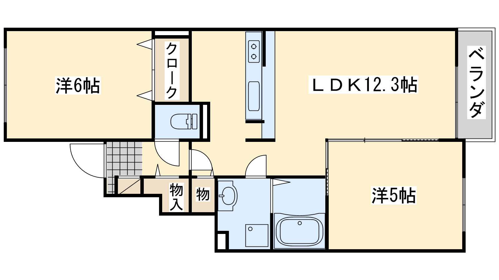 泉南市信達牧野のアパートの間取り