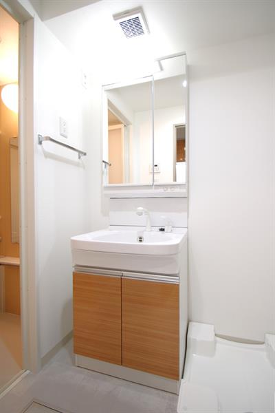 洗面設備　洗髪もメイクもこれ一台、便利な洗面化粧台完備