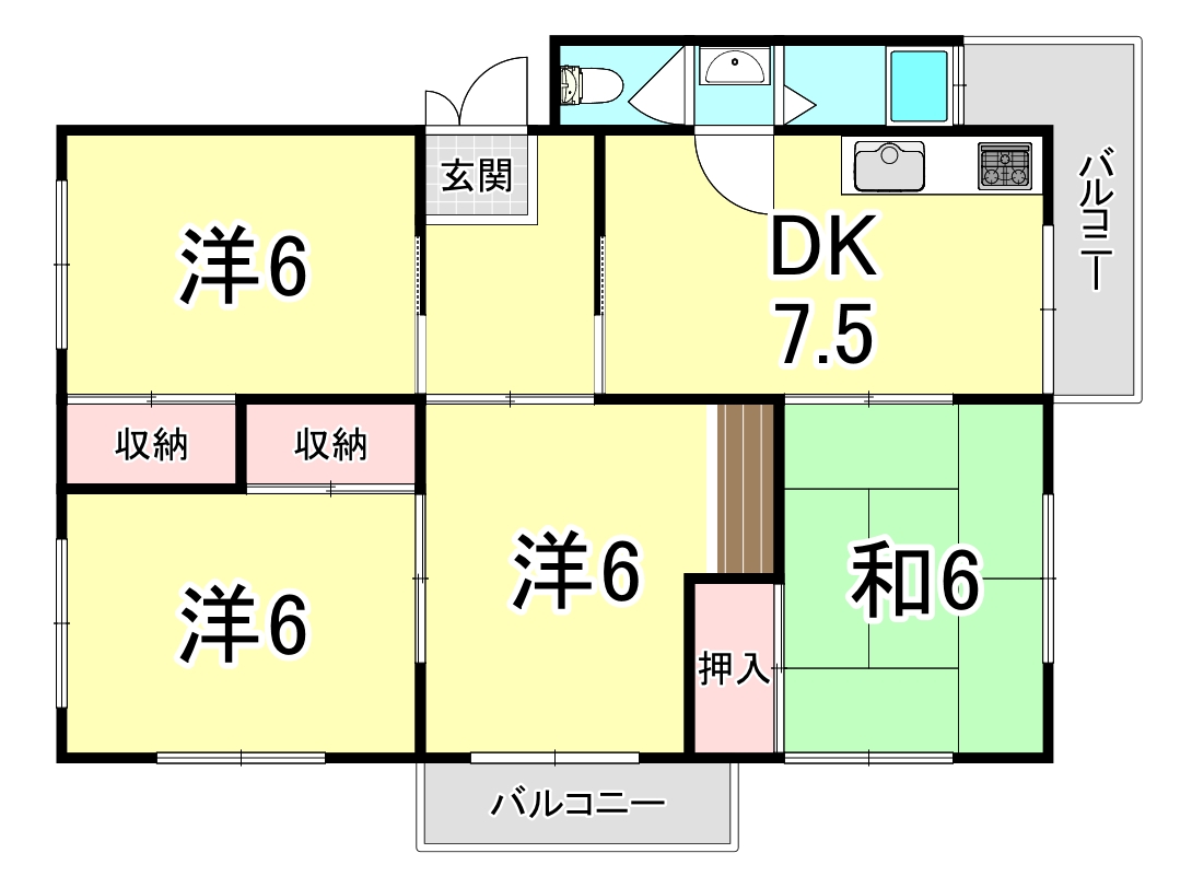 狩口台東住宅6号棟の間取り写真