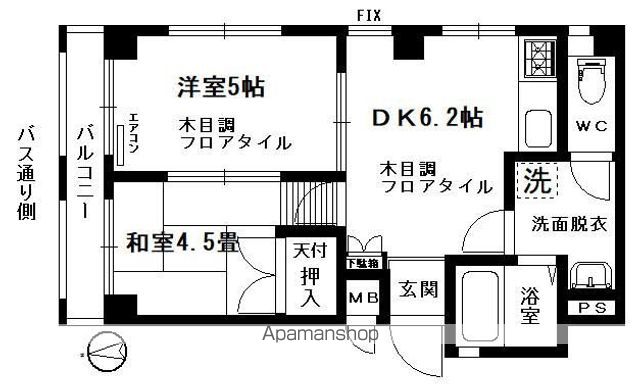 ブルーライン 蒔田駅 徒歩5分 4階建 築36年の間取り写真