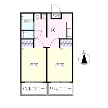 仙台市青葉区双葉ケ丘のアパートの間取り