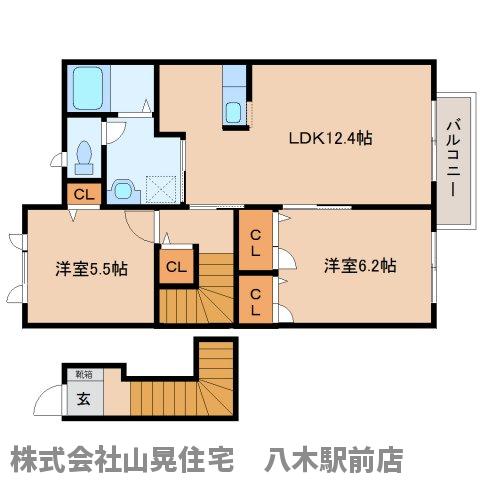 橿原市縄手町のアパートの間取り