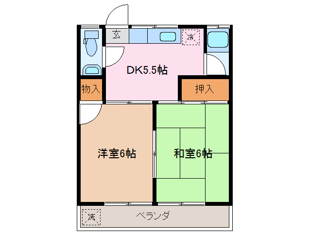 伊勢市小俣町宮前のアパートの間取り