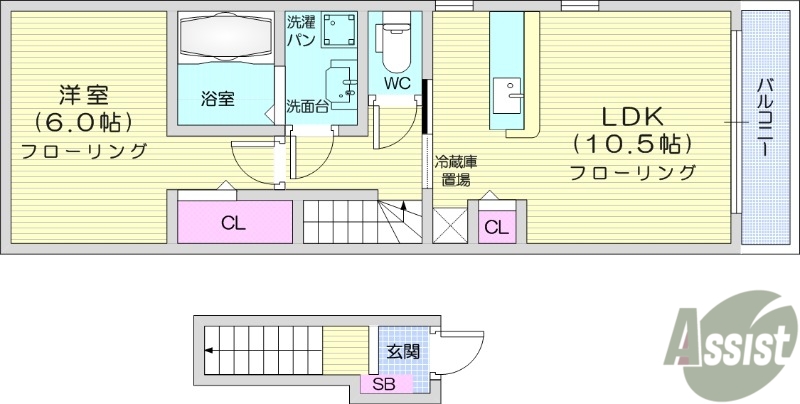 【多賀城市大代のアパートの間取り】