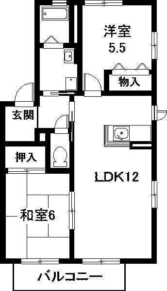 愛知郡東郷町三ツ池のアパートの間取り