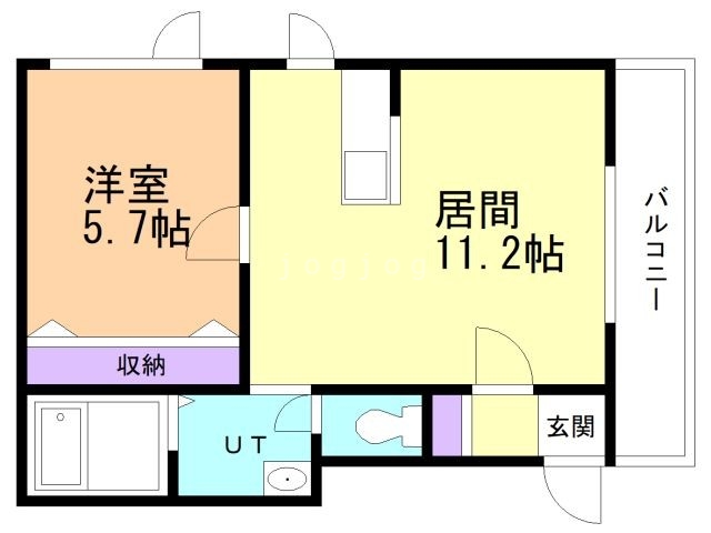 札幌市手稲区西宮の沢二条のアパートの間取り