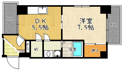 ピュアコート五条の間取り