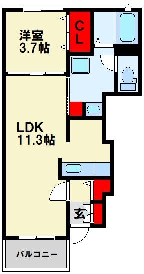 中間市岩瀬のアパートの間取り