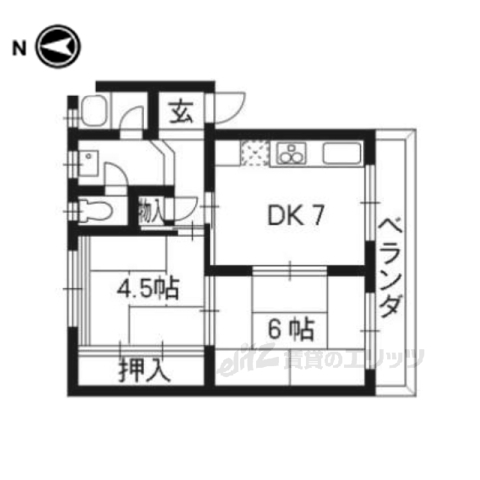 京都市右京区梅津尻溝町のマンションの間取り