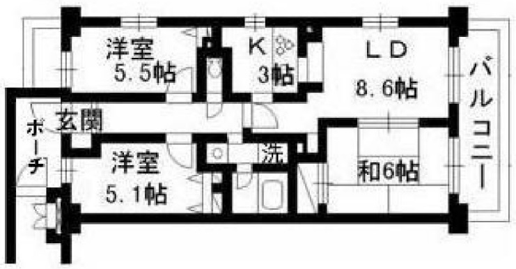 横浜市鶴見区尻手のマンションの間取り