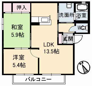 福山市横尾町のアパートの間取り