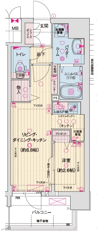 ソルテラスOSAKA弁天町クレアストの間取り