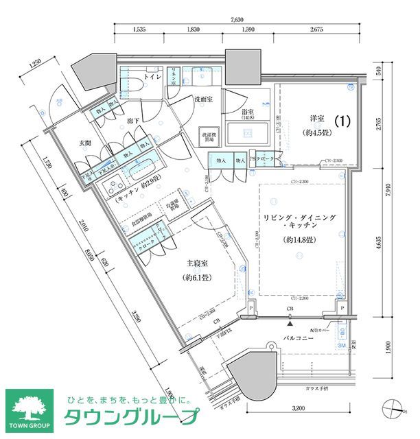 中央区勝どきのマンションの間取り