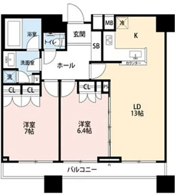 新宿区西新宿のマンションの間取り