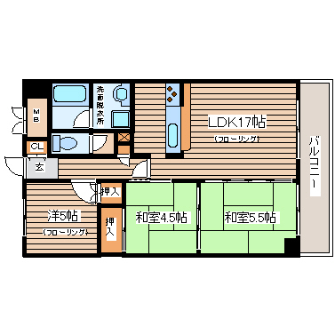 仙台市宮城野区高砂のマンションの間取り