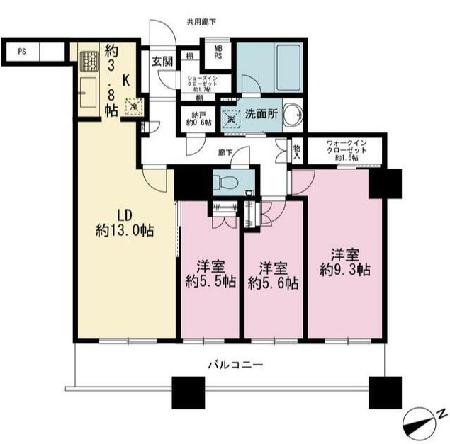 新宿区西新宿のマンションの間取り