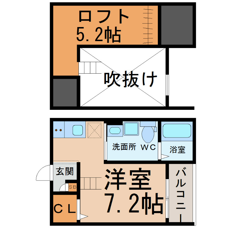 名古屋市中川区乗越町のアパートの間取り