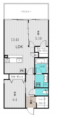 広島市中区鶴見町のマンションの間取り