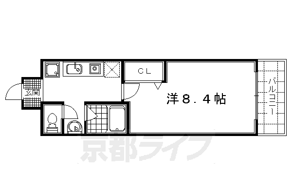 京都市右京区西京極橋詰町のマンションの間取り