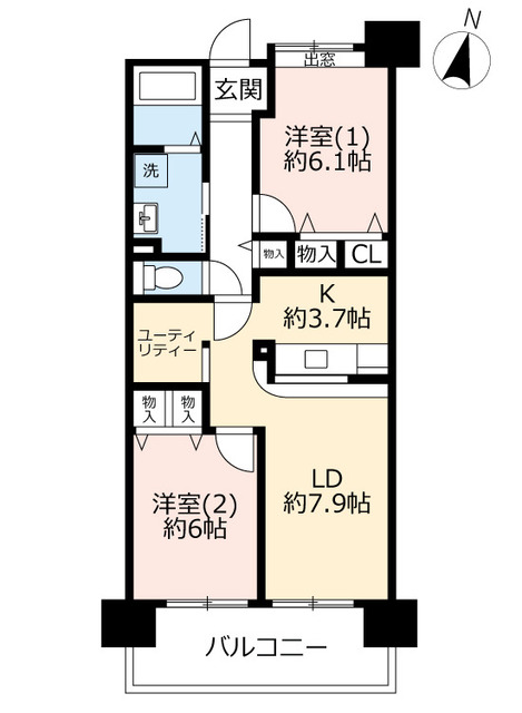 ＵＲアーバンラフレ虹ヶ丘西の間取り