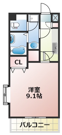 熊本市中央区坪井のマンションの間取り