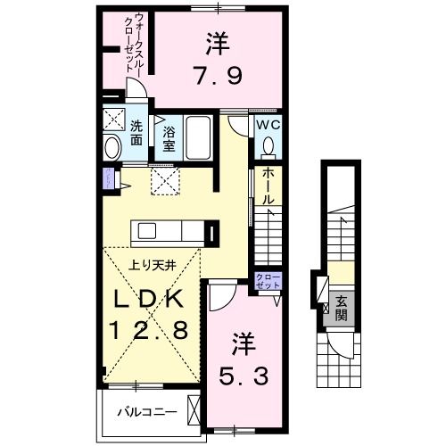 ＪＲ阪和線 日根野駅 徒歩19分 2階建 築9年の間取り写真