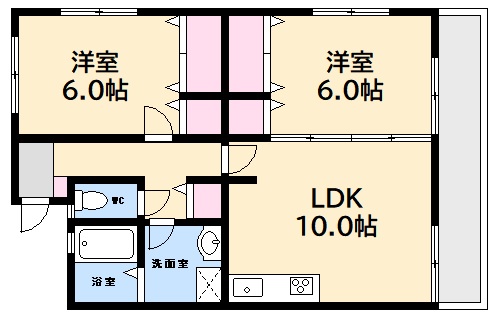 ＪＲ山陽本線 横川駅 バス乗車時間：5分 最寄りバス停で下車 徒歩1分 3階建 築32年の間取り写真