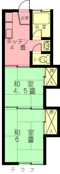 松戸市稔台のアパートの間取り