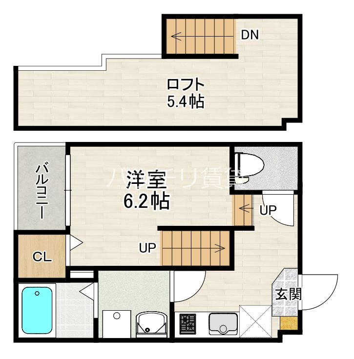 福岡市西区周船寺のアパートの間取り