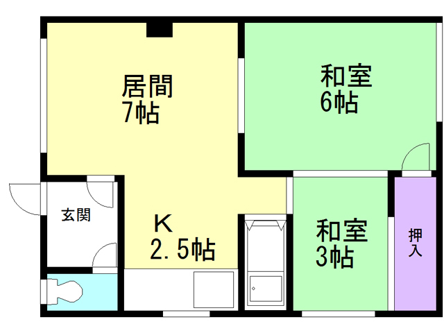 苫小牧市花園町のアパートの間取り