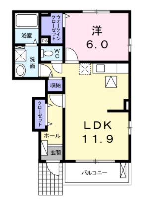 笠岡市生江浜のアパートの間取り