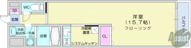 仙台市青葉区木町通のマンションの間取り