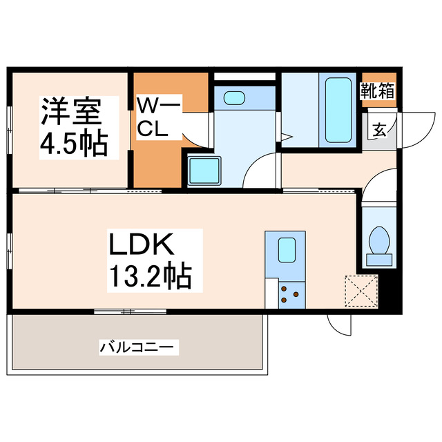 熊本市西区横手のアパートの間取り