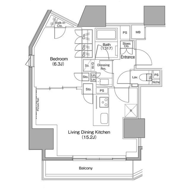 港区六本木のマンションの間取り