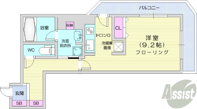 札幌市中央区南九条西のマンションの間取り